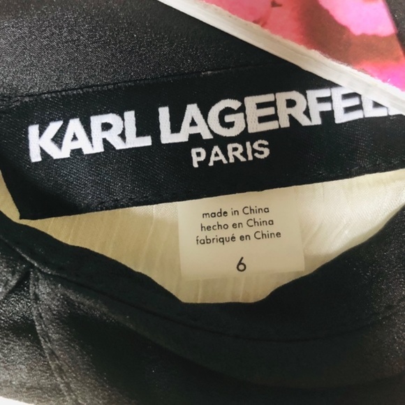 Karl Lagerfeld Paris Black White Floral Dress - Picture 3 of 5